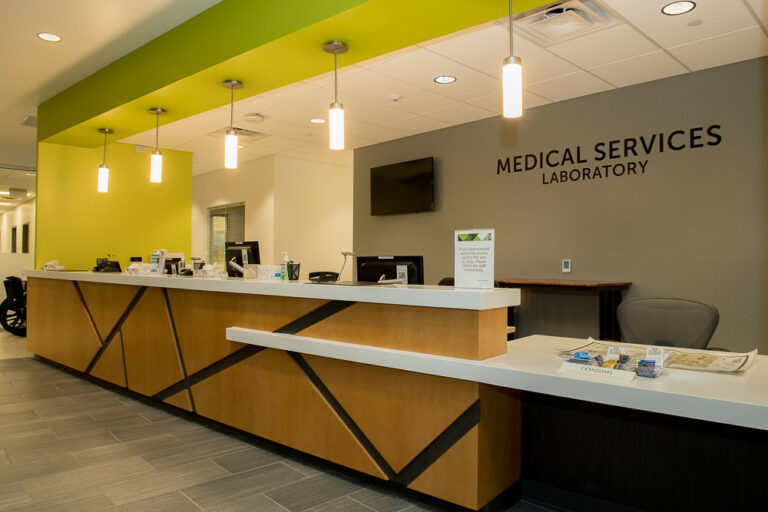 Photo of CSU Health Network's front desk on the second floor